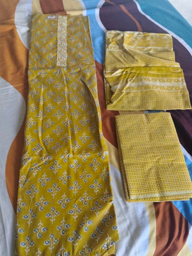 Yellow Printed Kurta Set