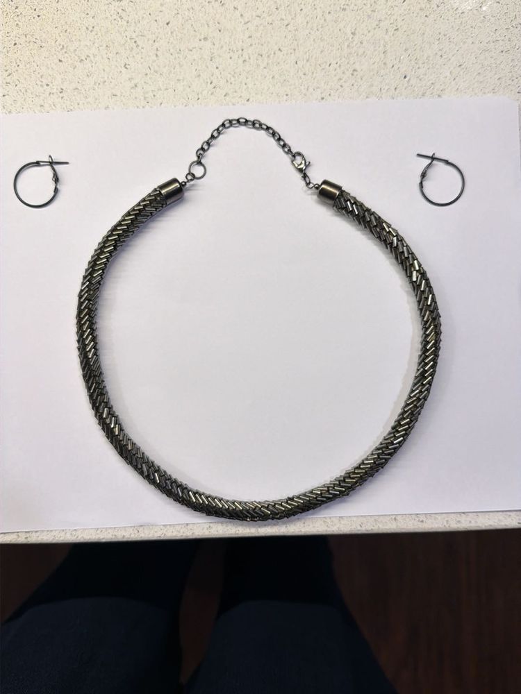 Chunky Chain Necklace with Hoop Earrings