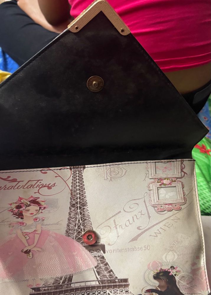 Charming Paris Themed Clutch Bag