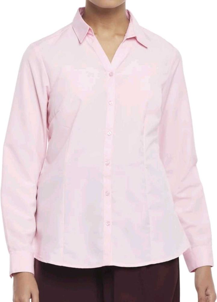 Women regular fit solid spread collar casual shirt