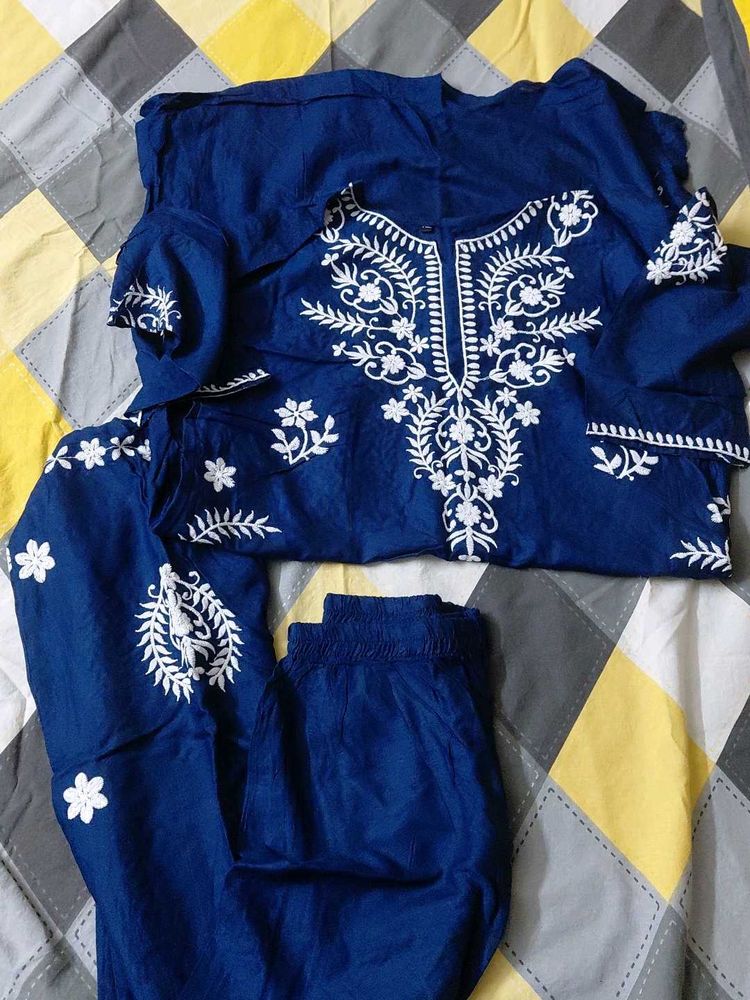 Elegant Navy Blue Kurta Set