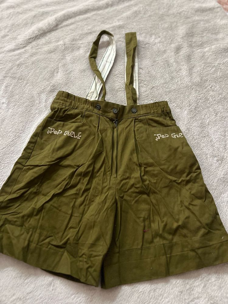 Olive Green Pinafore Shorts
