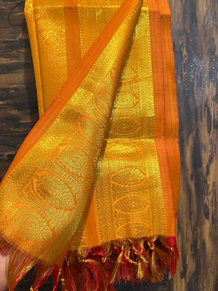Vibrant Orange Silk dupatta