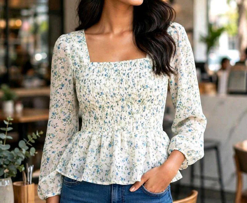 Floral Smocked Puff Sleeve Dress