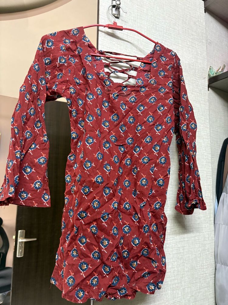 Boho Print Lattice Back Kurti