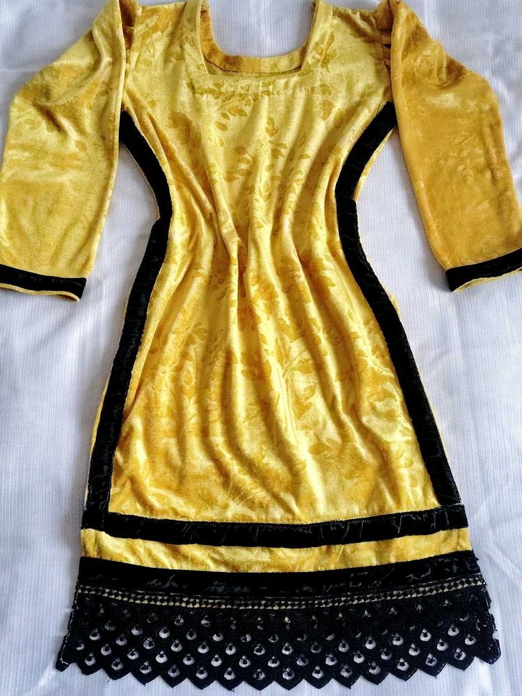 Elegant Yellow &amp; Black Kurta🎀💗