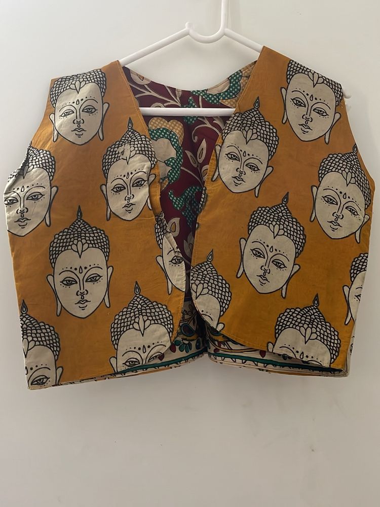 Kalamkari 2 Sided Sleeveless Ethnic Jacket