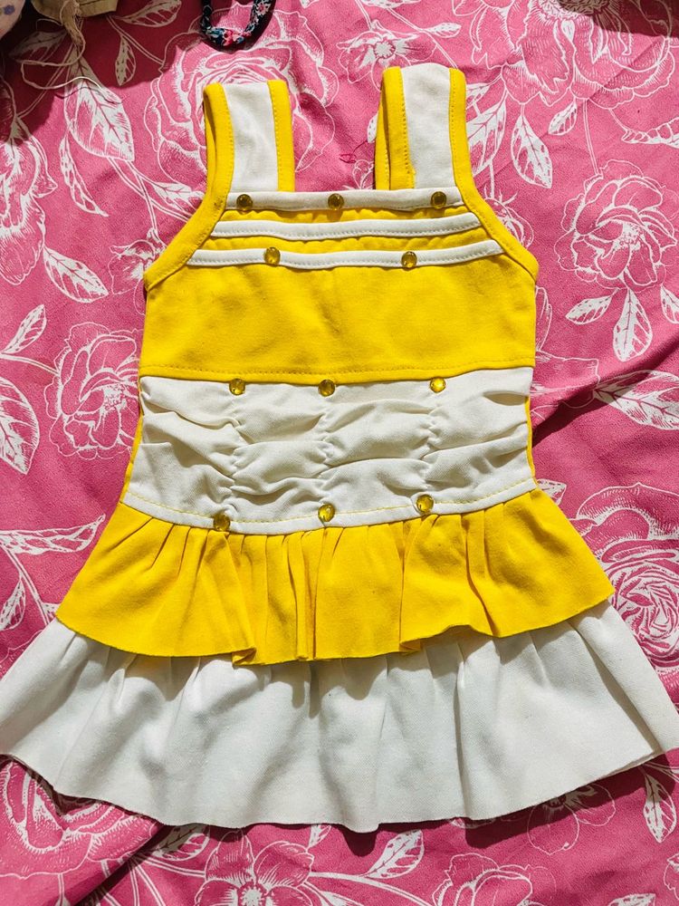 Cute Yellow &amp; White Baby Dress
