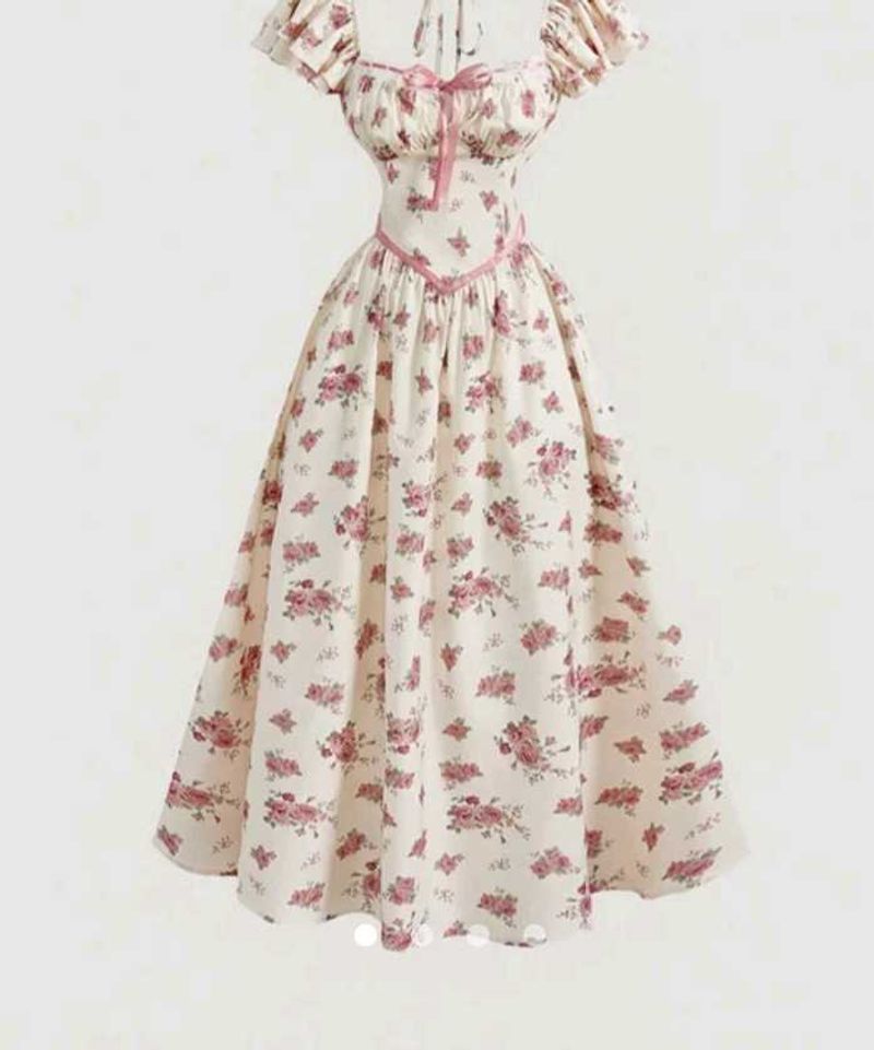 Vintage Floral Puff Sleeve Dress