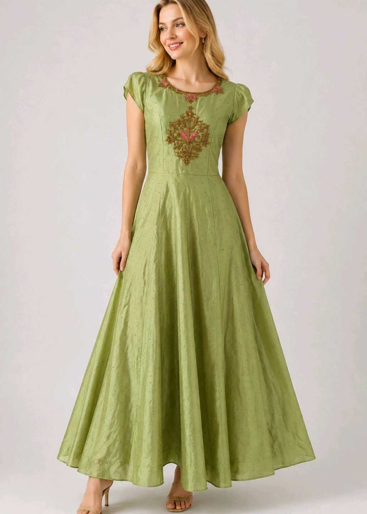 beautiful green anarkali dress