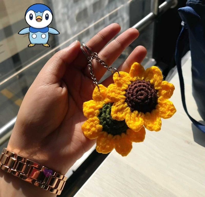 Sunflower Crochet Keychain