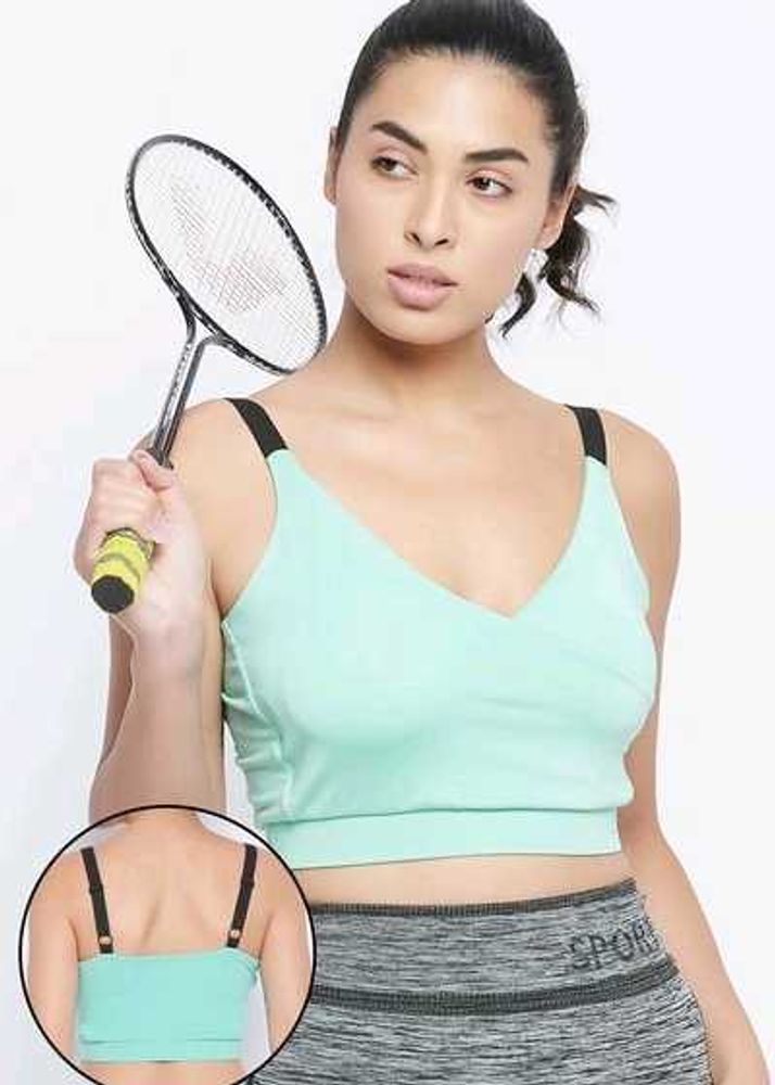 Clovia Non-Wired Sports Bra in Turquoise Blue