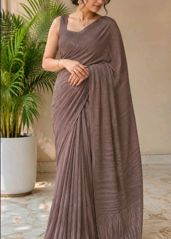 Pleated saree with Ruched Details
