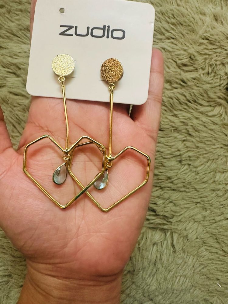 Gold Heart Drop Earrings