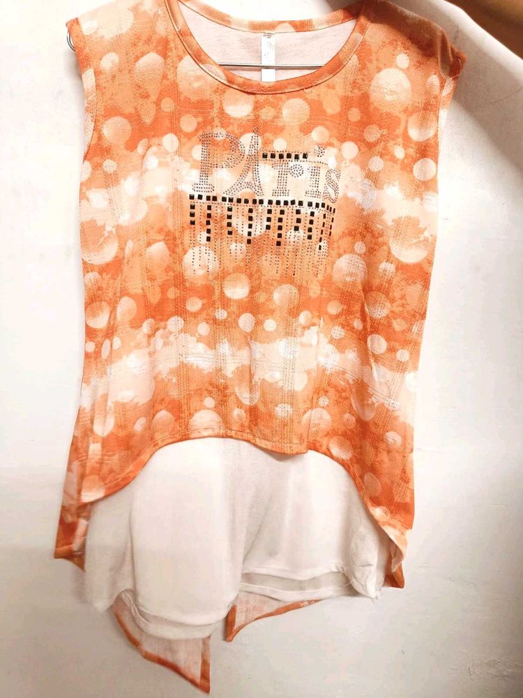 Orange Paris Embellished Tunic