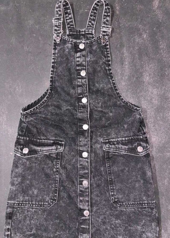 Acid Wash Denim Pinafore Dress