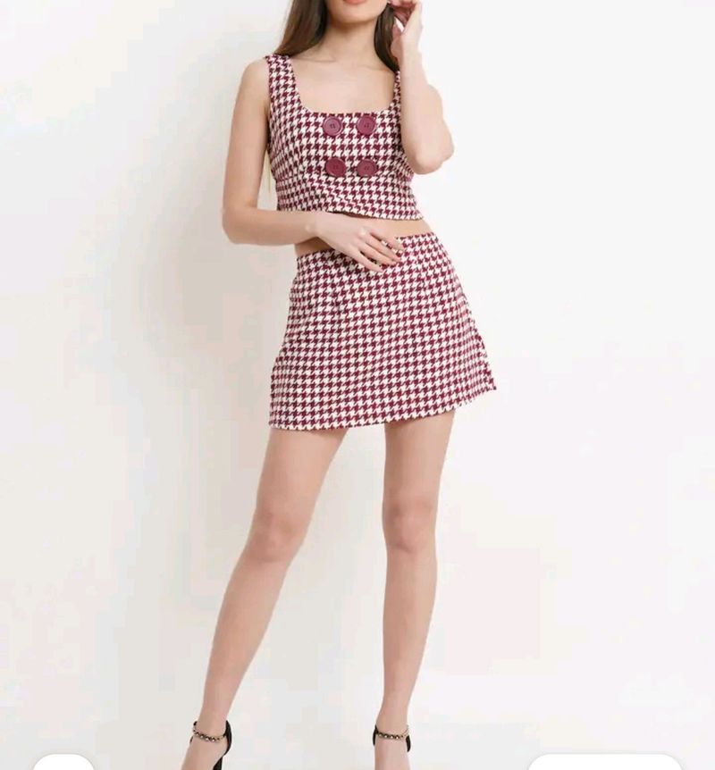 Top and Skirt Set - Red Checked 🍒