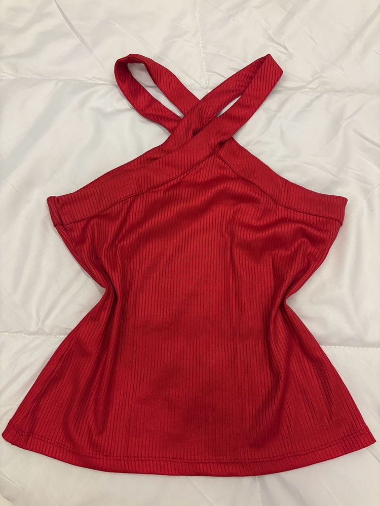 Halter Neck Red Top