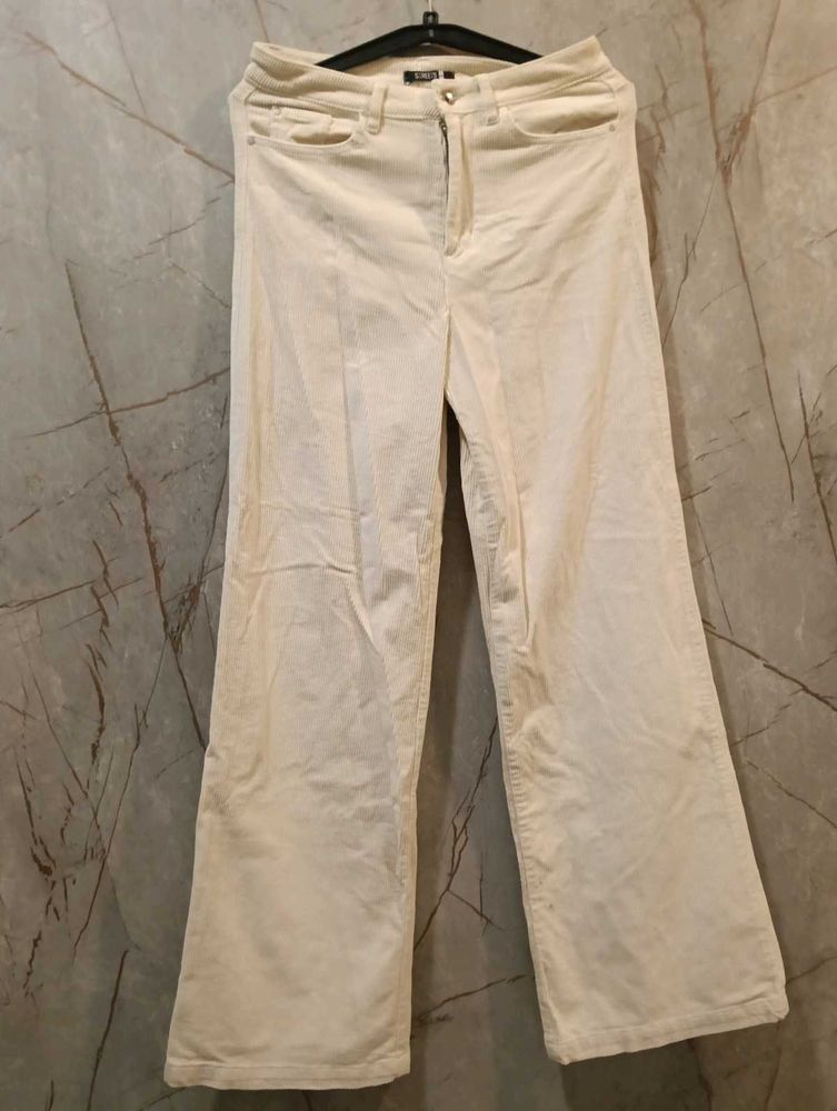 Cream Wide Leg Corduroy Pants size 29