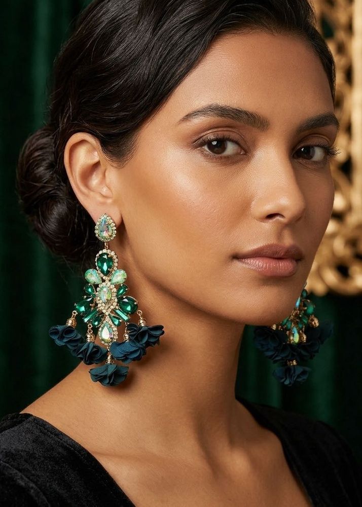Stunning Emerald Green Statement Earrings