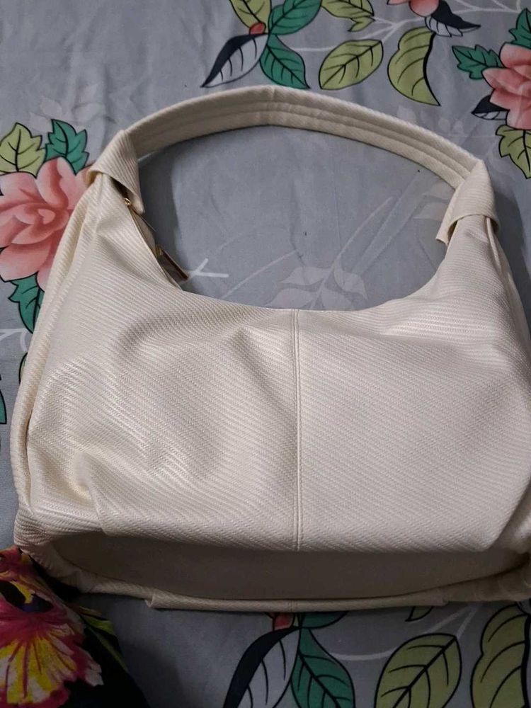 Stylish Cream Hobo Handbag