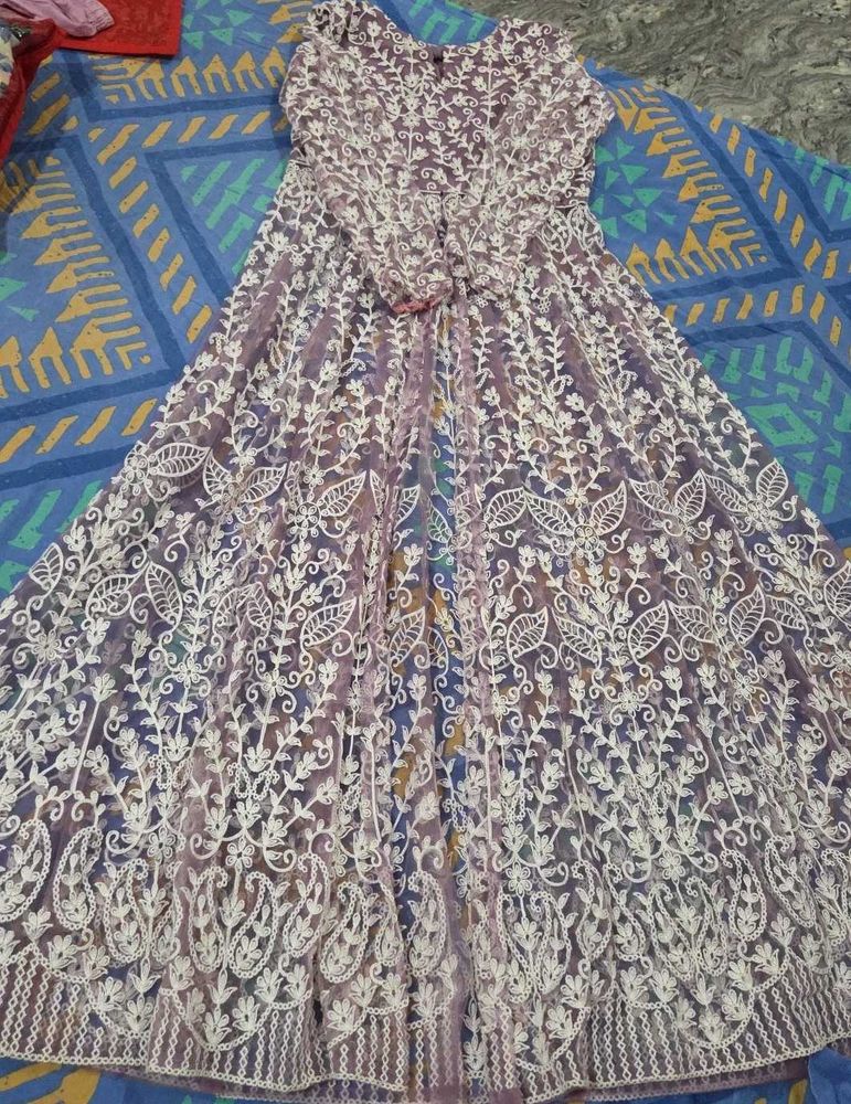 Elegant Embroidered Anarkali kurta and pant set
