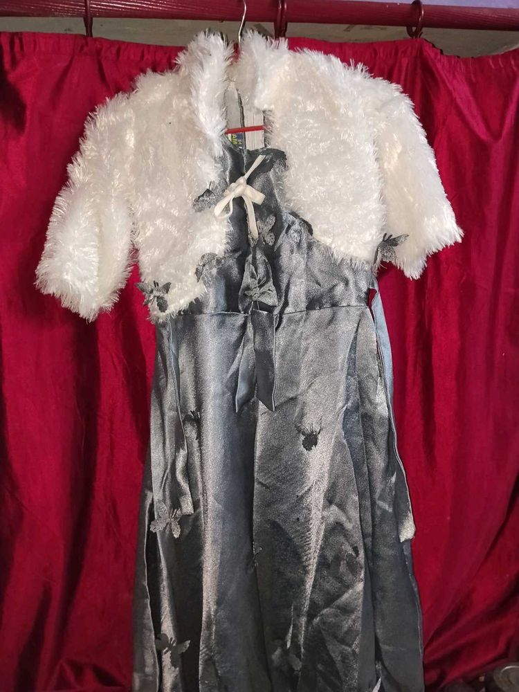 Girls Dress with Faux Fur Shrug