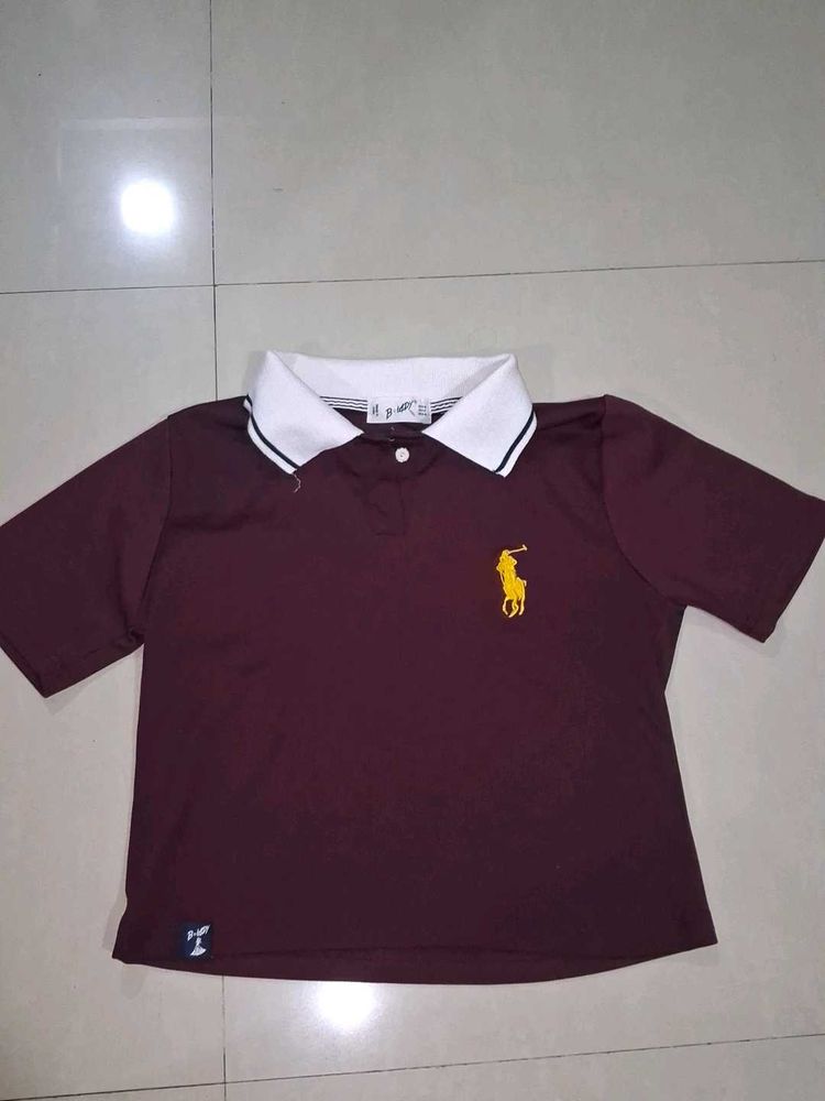 Maroon Polo T-Shirt with Logo