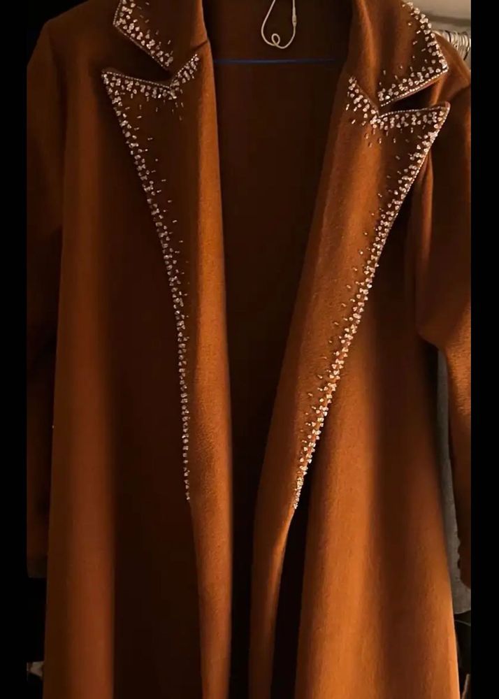 Embellished Collar Longline Jacket