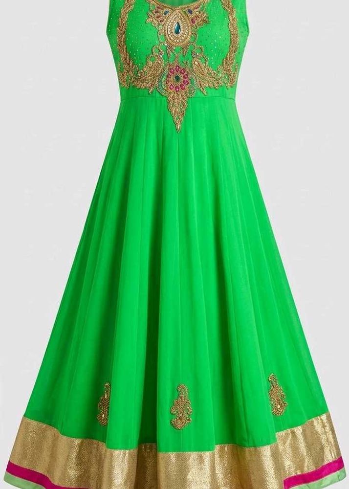 Green Ethnic Gown Full Set