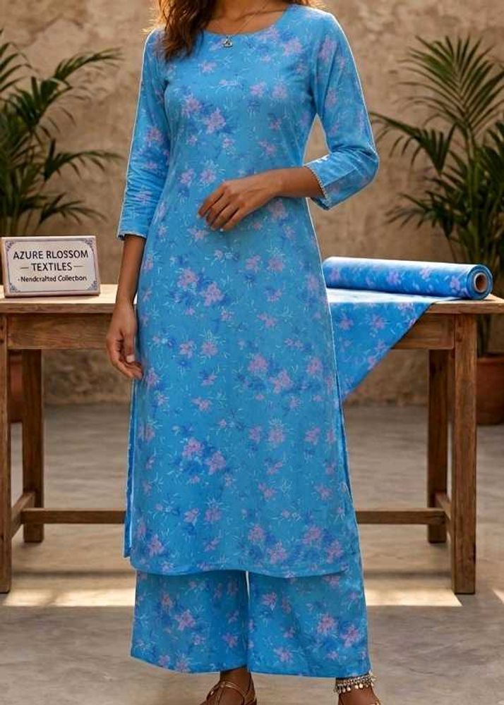 Blue Floral Kurta Set