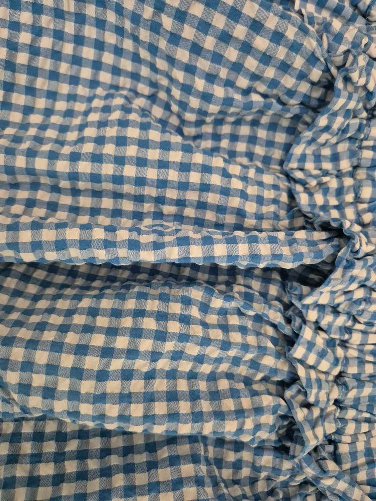 Blue Gingham Ruffle Dress
