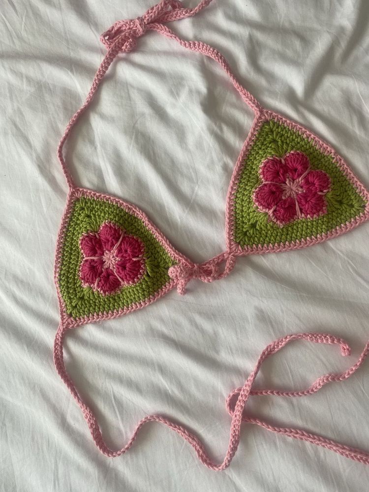 Crochet Flower Bikini Top