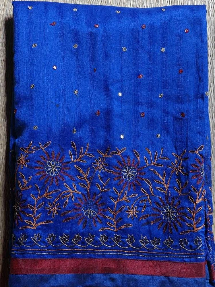 Royal Blue Embroidered Saree