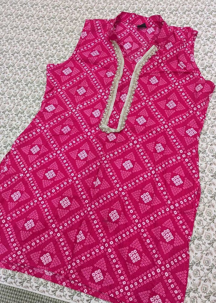 Vibrant Pink Bandhani Kurta