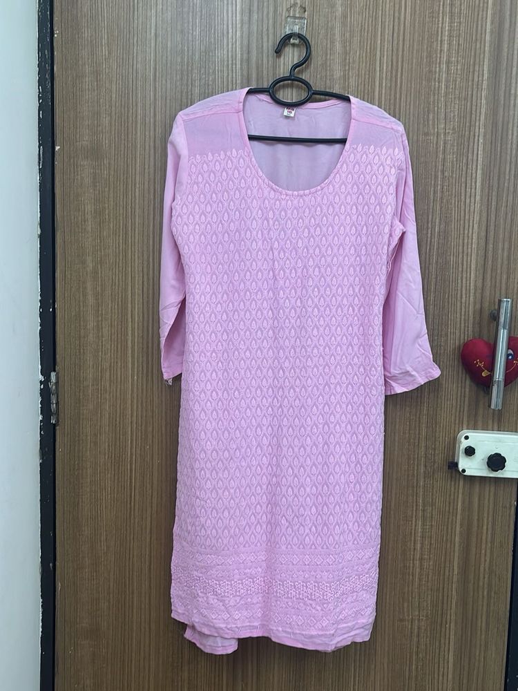 Baby Pink Embroidered Kurta