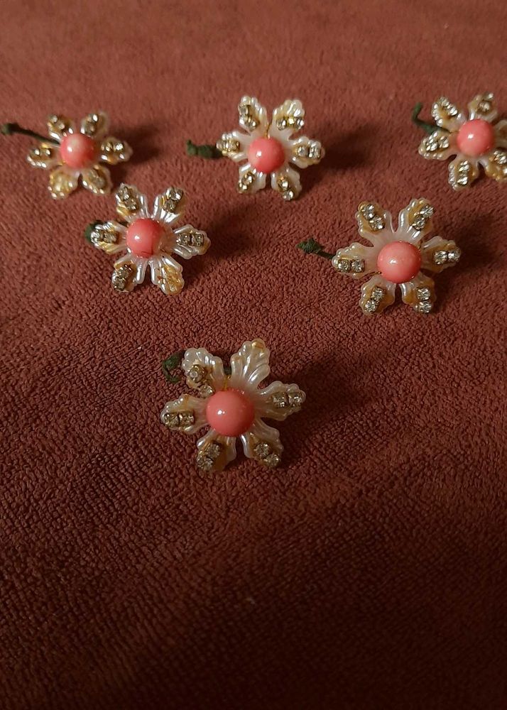 Vintage Flower Earrings- Set  Of 6