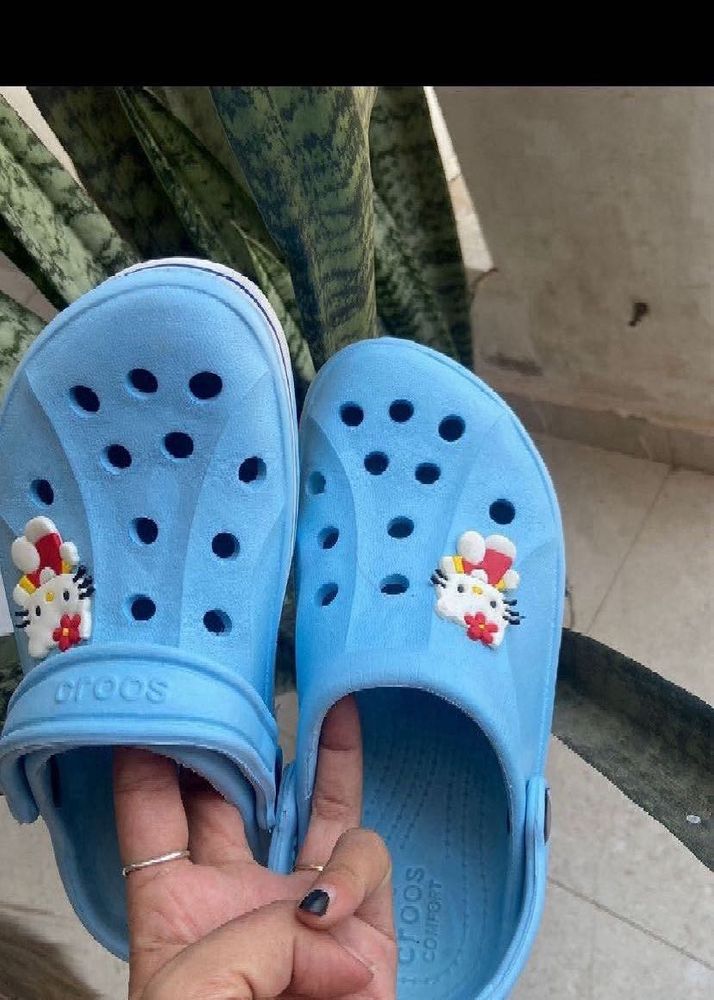 Cute Blue Hello Kitty Crocs