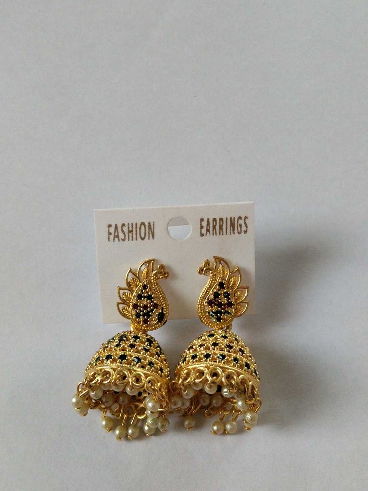 Elegant Peacock Jhumka Earrings