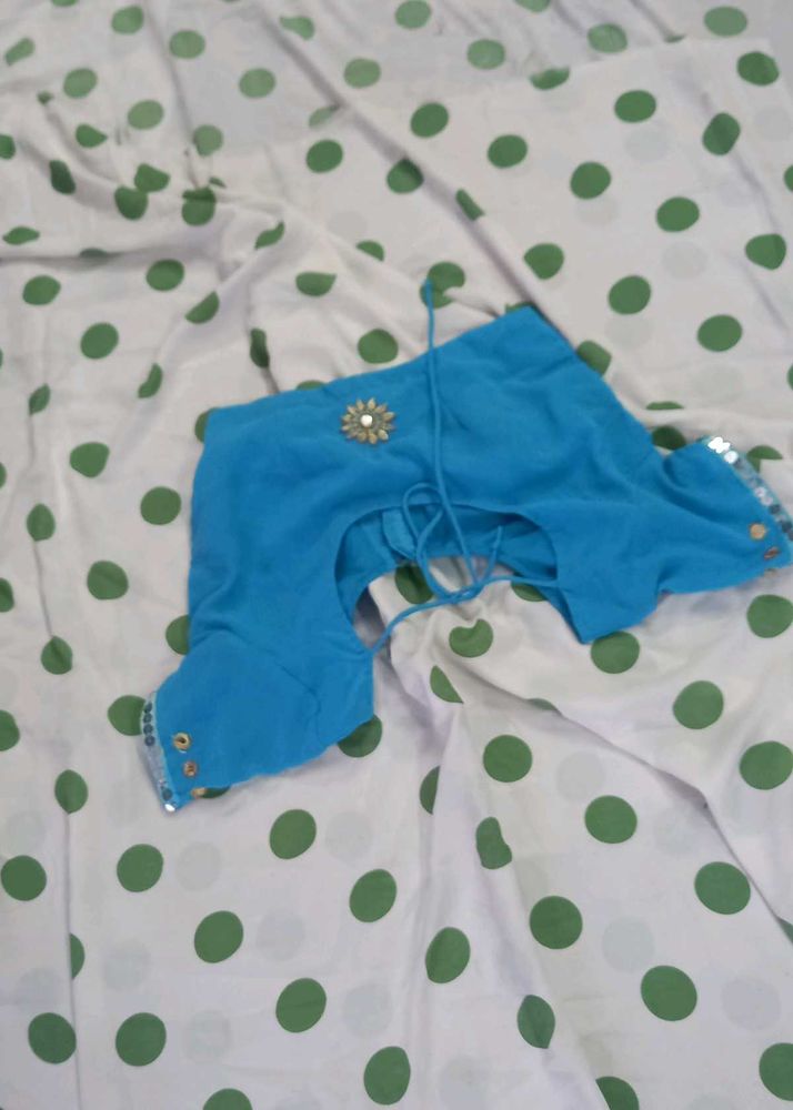 Blue Polka Dot Saree Blouse