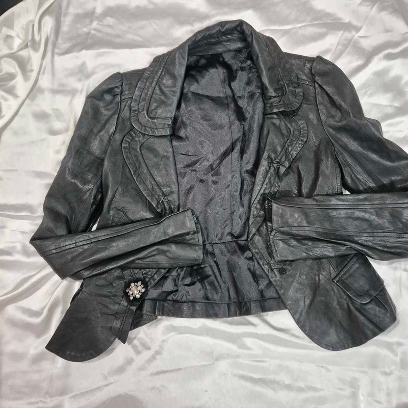 Black Leather Blazer Jacket