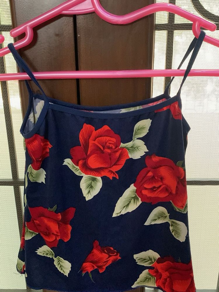 Navy Blue Floral Cami Top