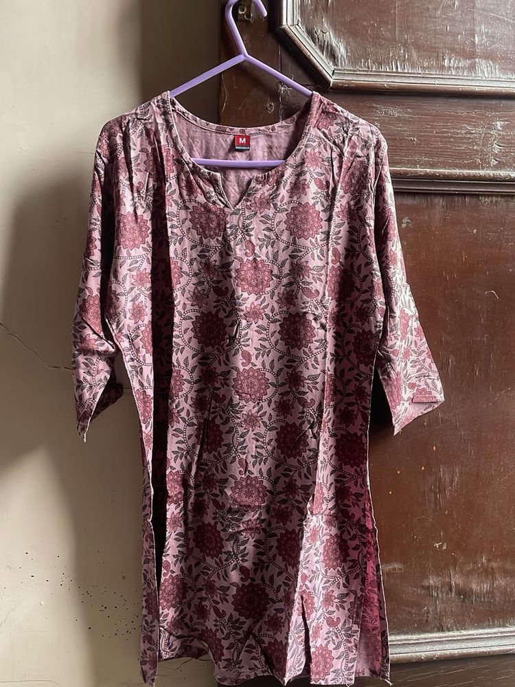 Floral Print V-Neck Kurta