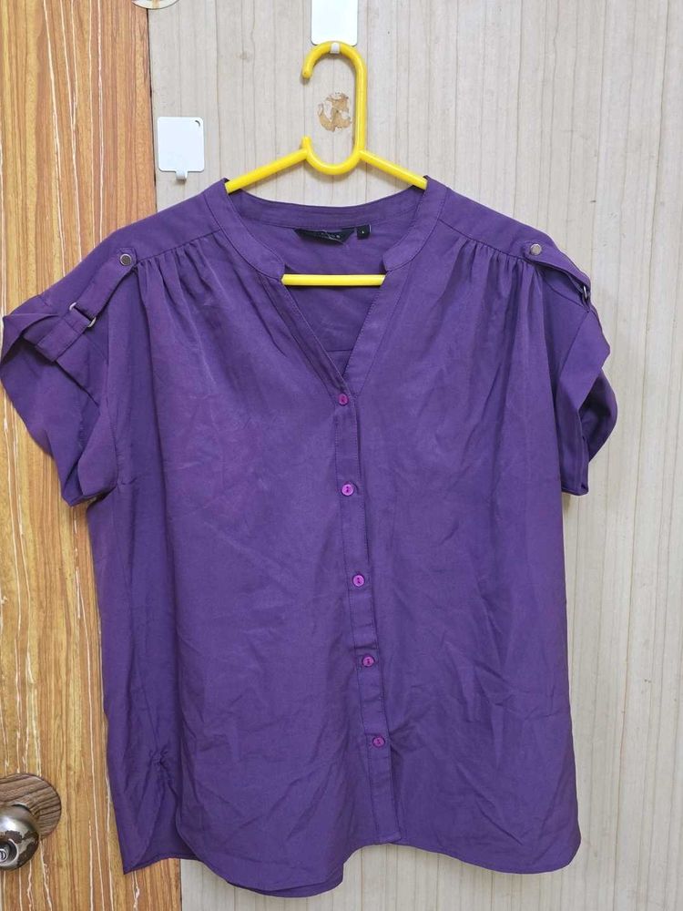 Wardrobe Stylish Purple Button-Up Shirt