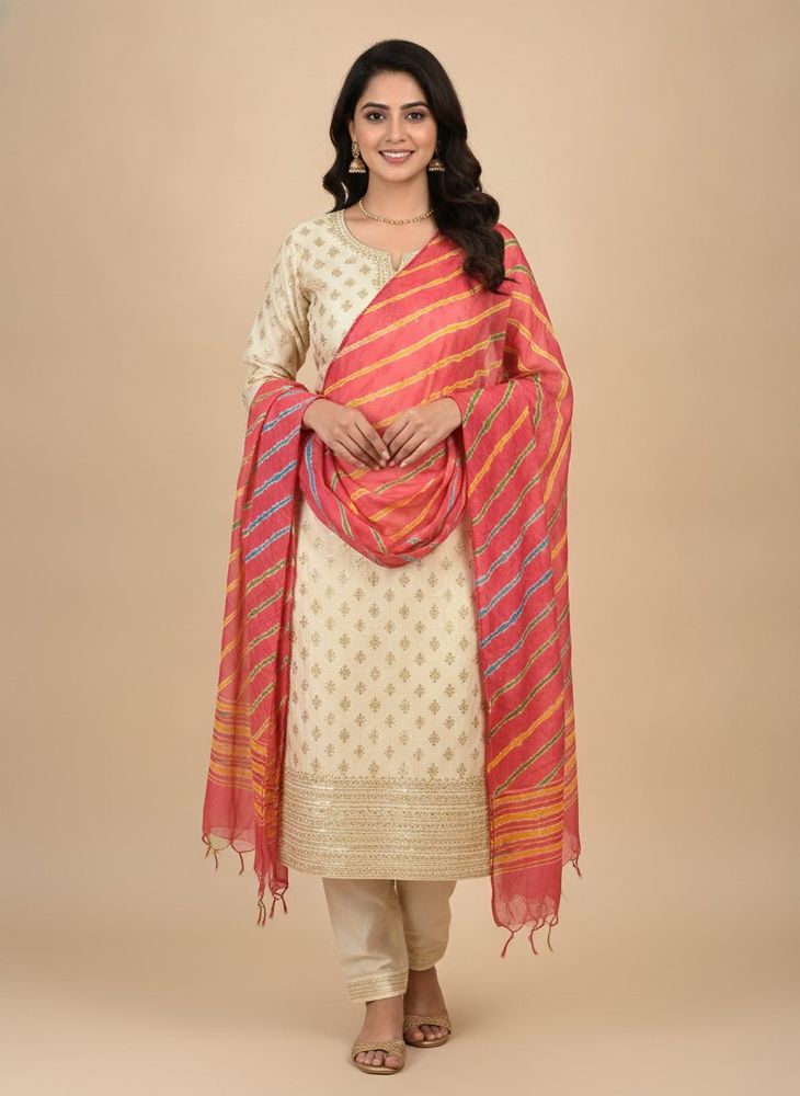 Pink Bandhej Dupatta