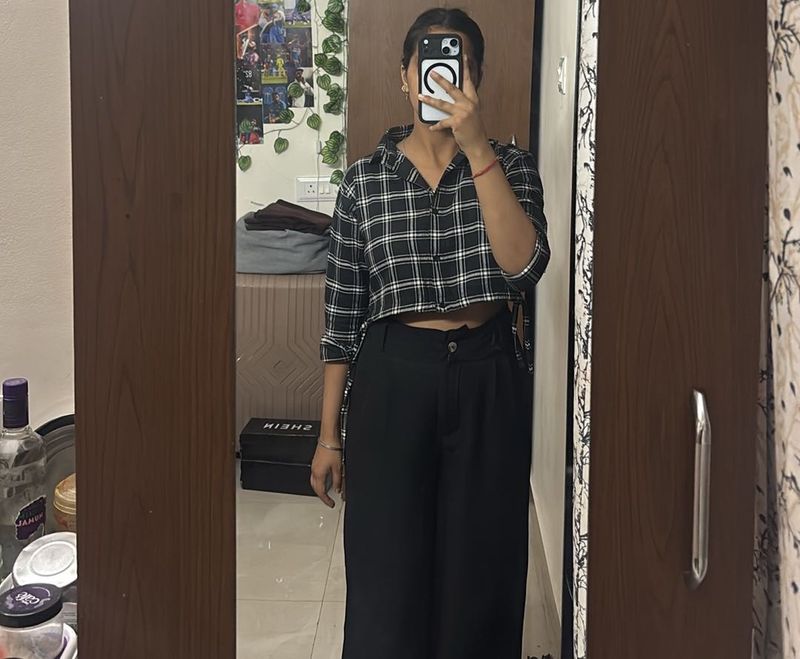 Checked Cropped Shirt