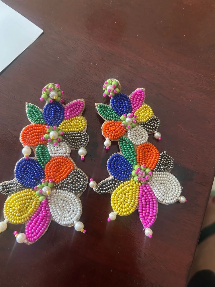 One Time Worn Beautiful Beaded Handmade Earrings