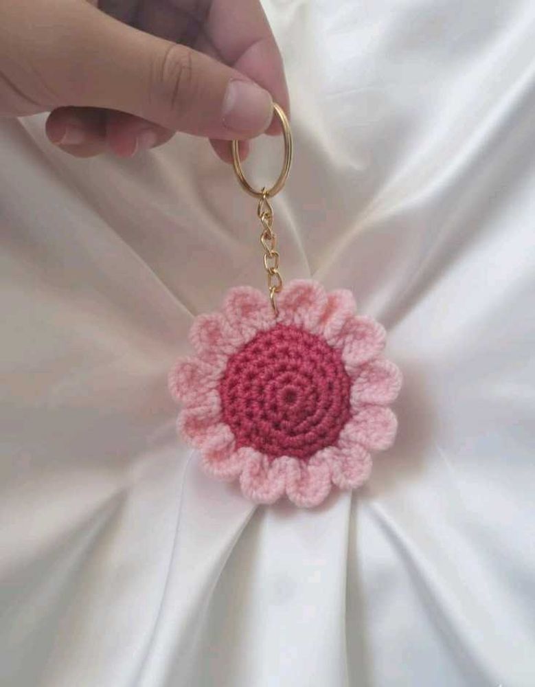 Crocheted Flower Keychain