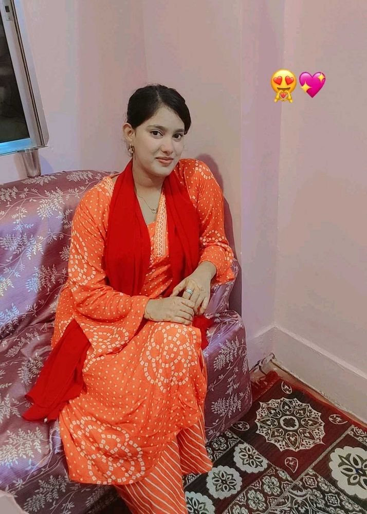 Elegant Orange Bandhani Kurta Set XXL