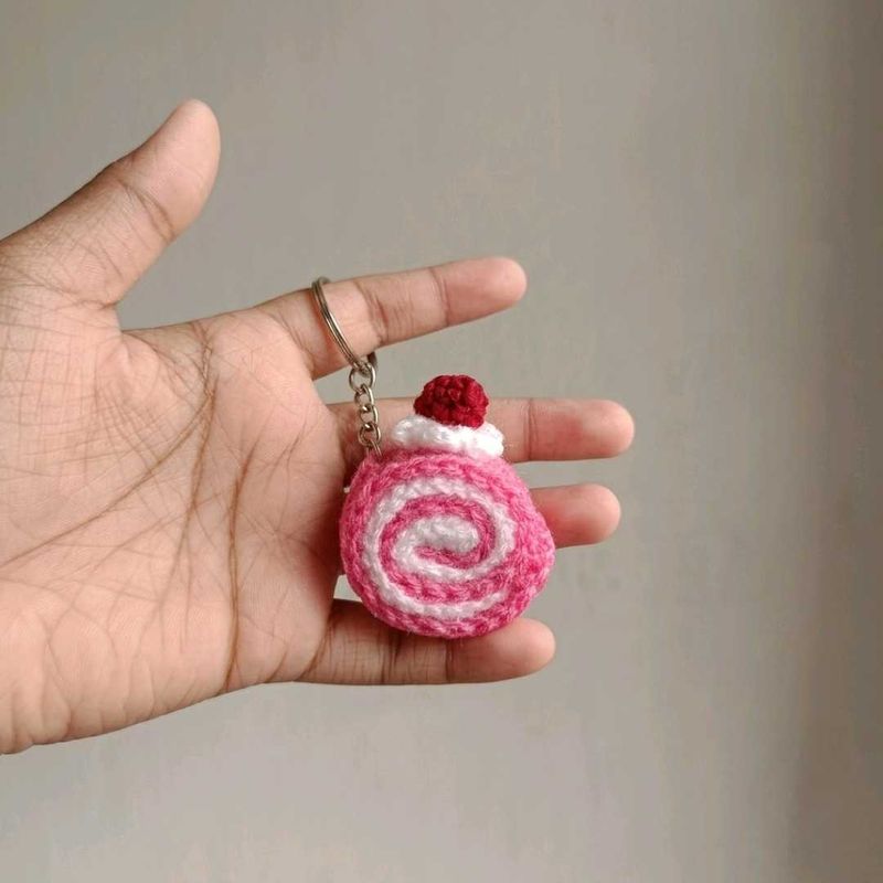 Crocheted Swiss Roll Keychain